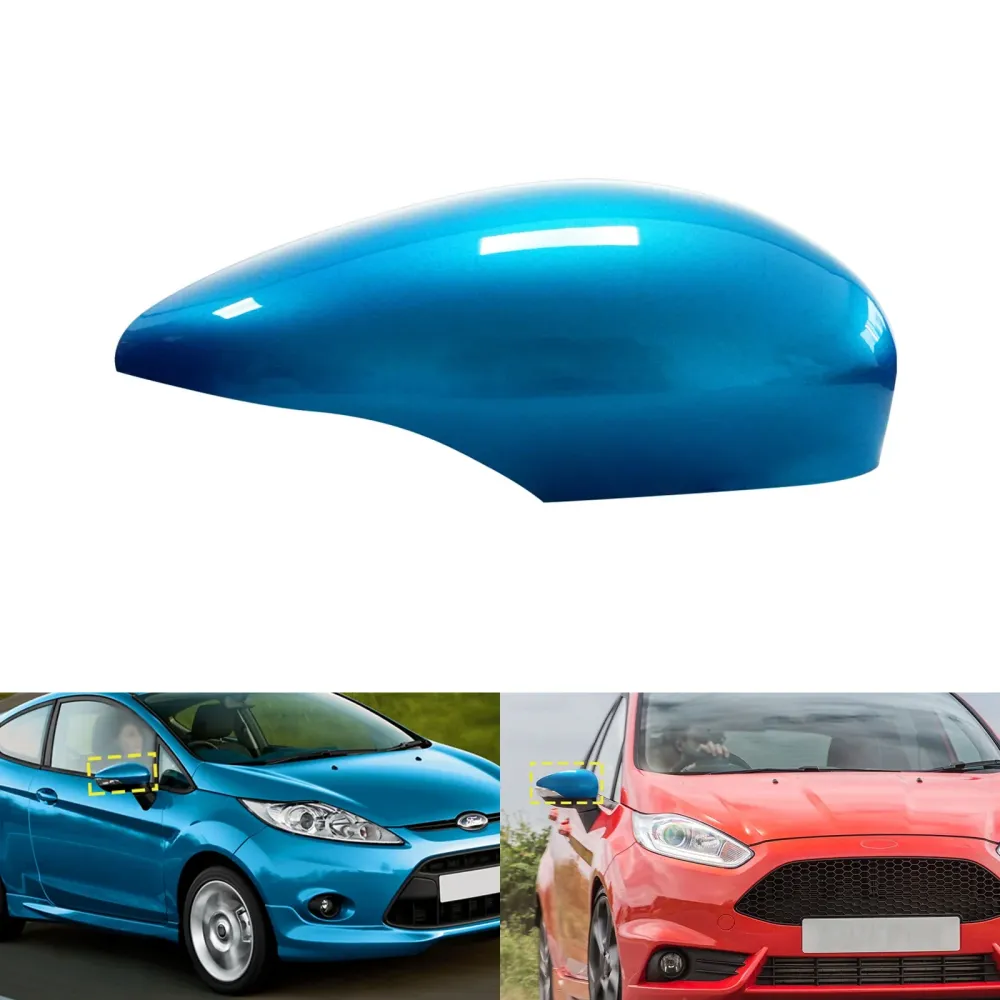 Mirror Cover Ford Fiesta MK7 Blue Painted ABS Plastic Right Driver Side Direct Replacement