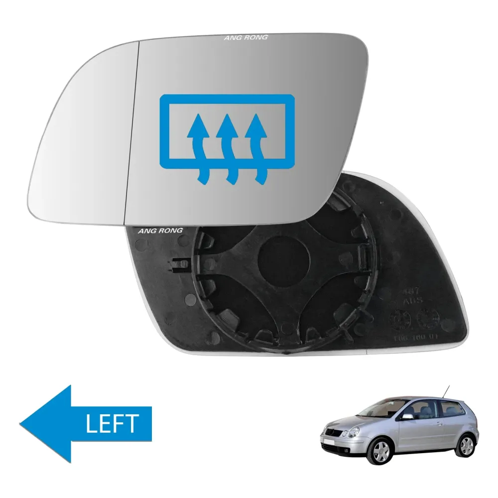 VW Polo Left Heated Convex Rearview Mirror Glass Plate