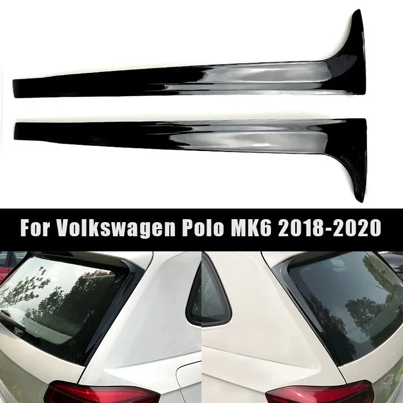 VW Polo MK6 Rear Window Spoiler Pair, Glossy Black ABS