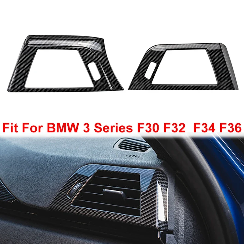 Vent Frame Trim BMW 3/4 Series Front Center Air Vents Carbon Fiber Look 2-Piece Set
