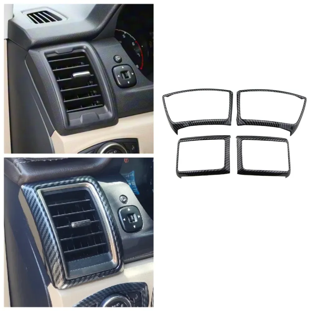 Front Air Outlet Frame Cover Trim Ford Ranger Everest Imitation Carbon Fiber ABS
