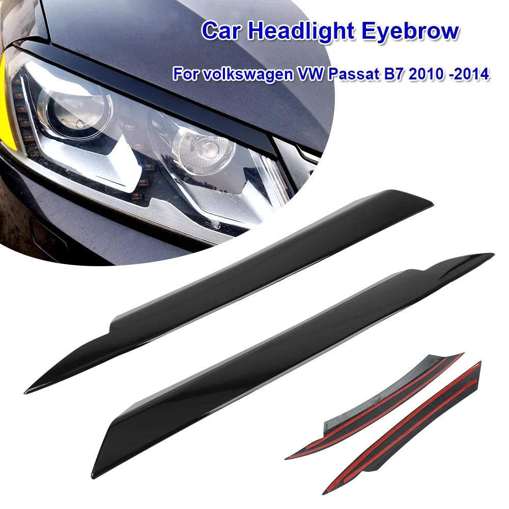 VW Passat B7 Headlight Eyebrow Trim Stickers, ABS Plastic Decoration