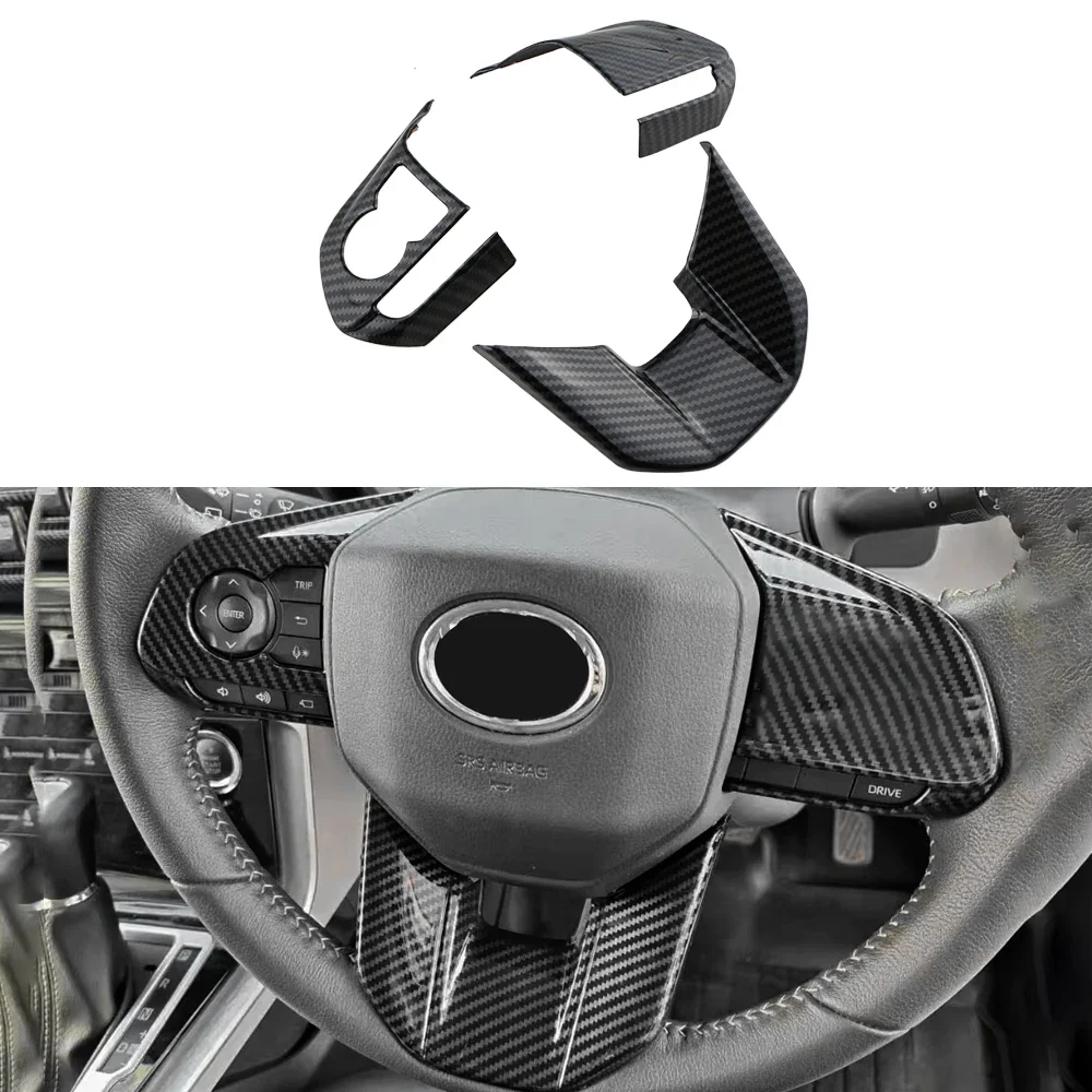 Steering Wheel Panel Cover ABS Carbon Fiber Look 3 Piece Interior Trim Toyota Avanza