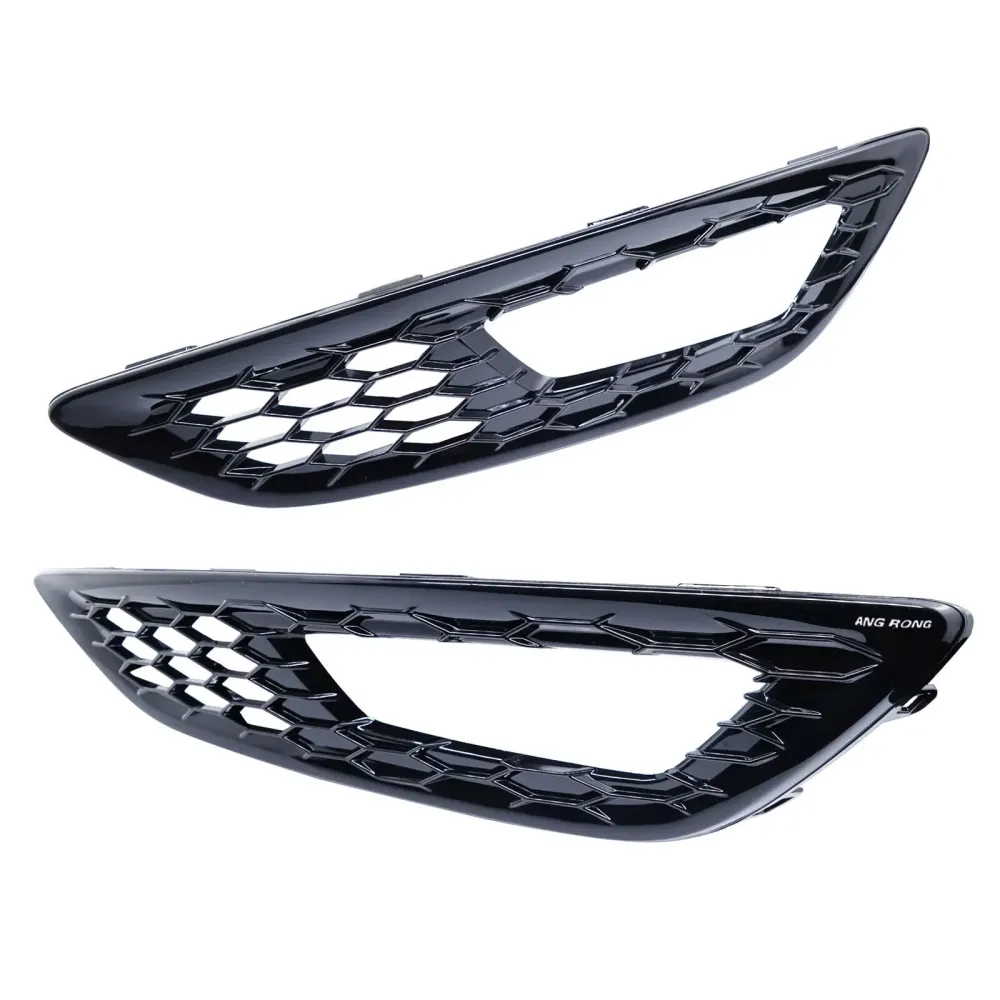 Fog Light Cover Ford Focus MK3 2015-2018 Front Honeycomb Gloss Black Finish Protective Car Accessory