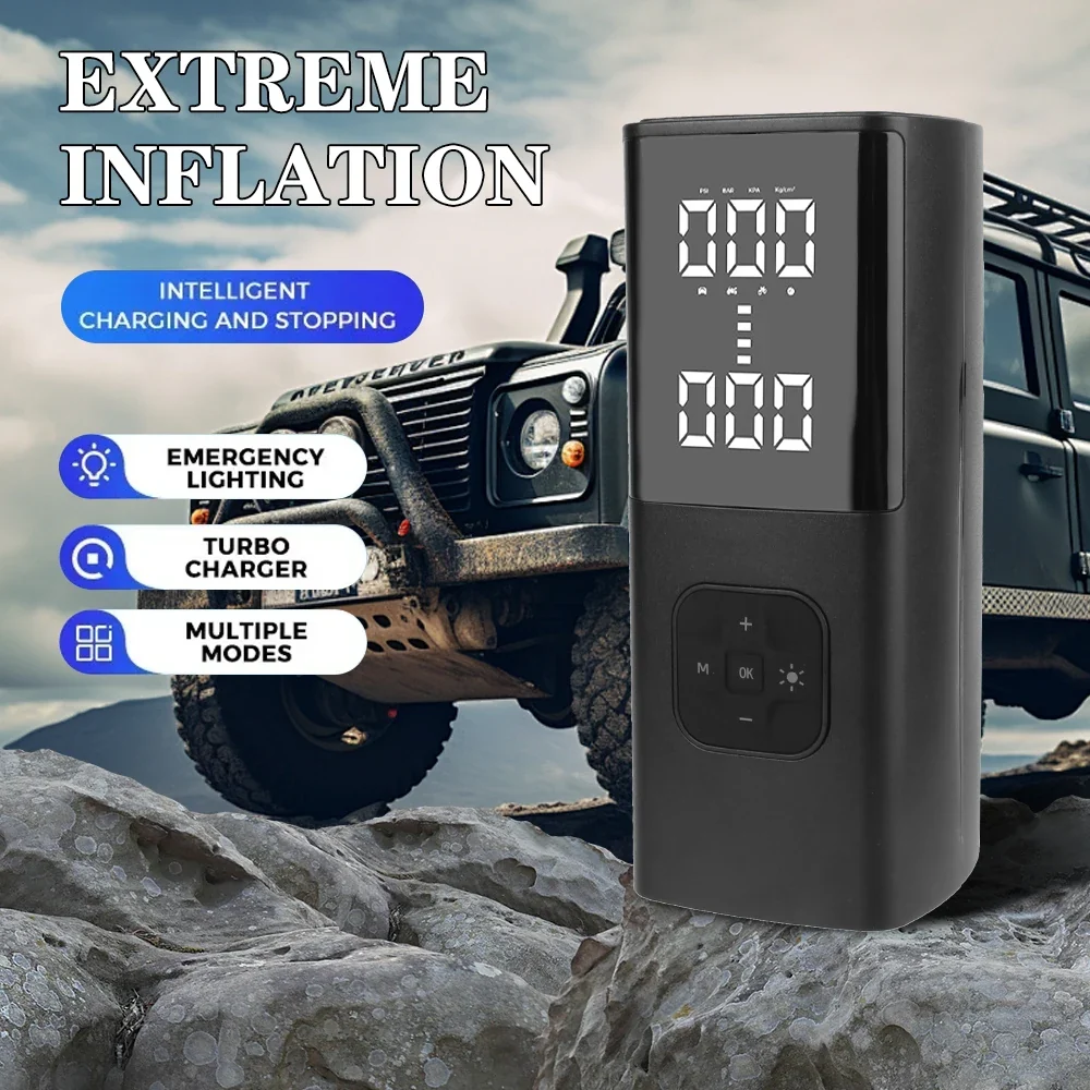 Cordless Car Tire Inflator Digital Pump Built Flashlight Power Bank