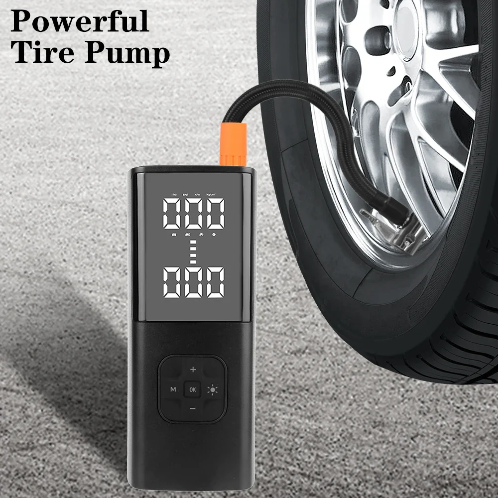 Cordless Car Tire Inflator Digital Pump Built Flashlight Power Bank