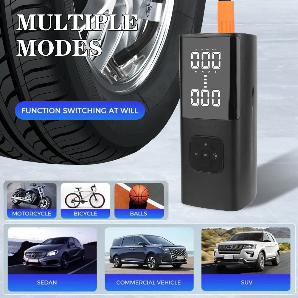Cordless Car Tire Inflator Digital Pump Built Flashlight Power Bank