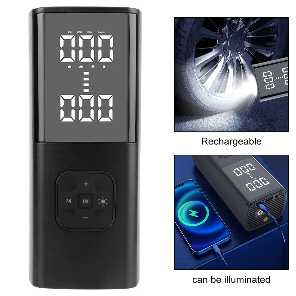 Cordless Car Tire Inflator Digital Pump Built Flashlight Power Bank
