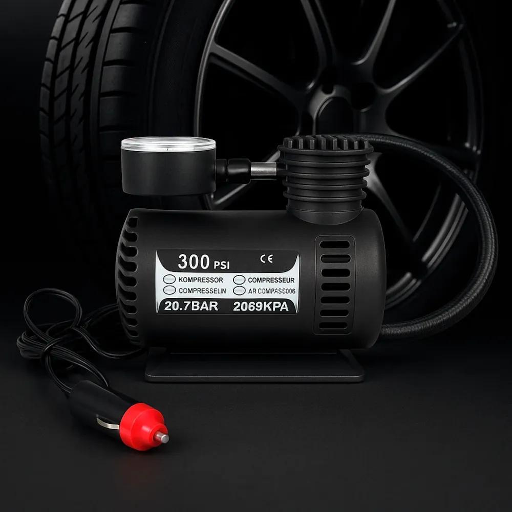 Kraftig 300 PSI (20,7 bar) 12-voltskompressor – perfekt til bil, sykkel, ball m.m.