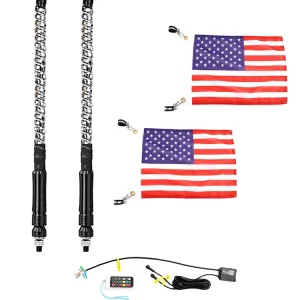 TRACTOR UTE VAN CAMPER VEI ROLLER BULLDOZER CRANE 2X 2FT RGB LED APP WHIP Lights Antenna m/ Flag
