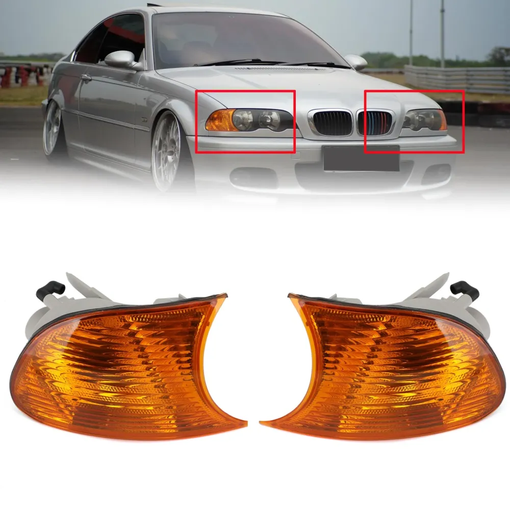 1998-2001 BMW 3-serie E46 Coupe Pair Amber Corner Side Light 63126904299