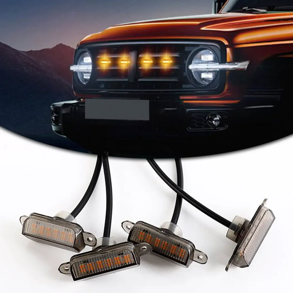 4pcs Front Grille LED-belysning RGB med App Controller SUV Off-Road Vehicles