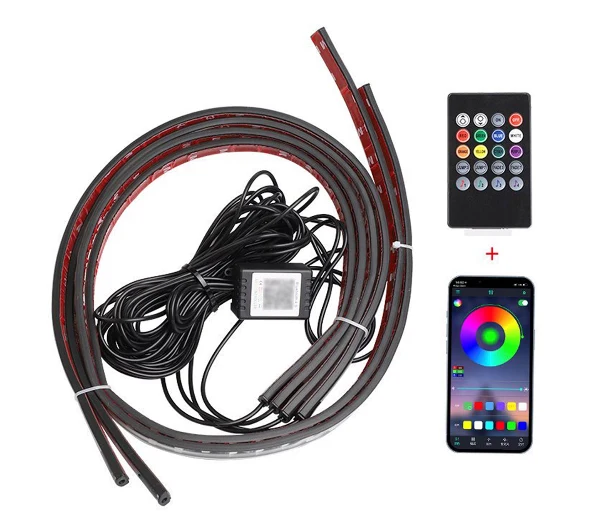 4pcs LED -chassis lys modifisert med fantasy omgivelseslys app+fjernkontroll 90*2+120*2