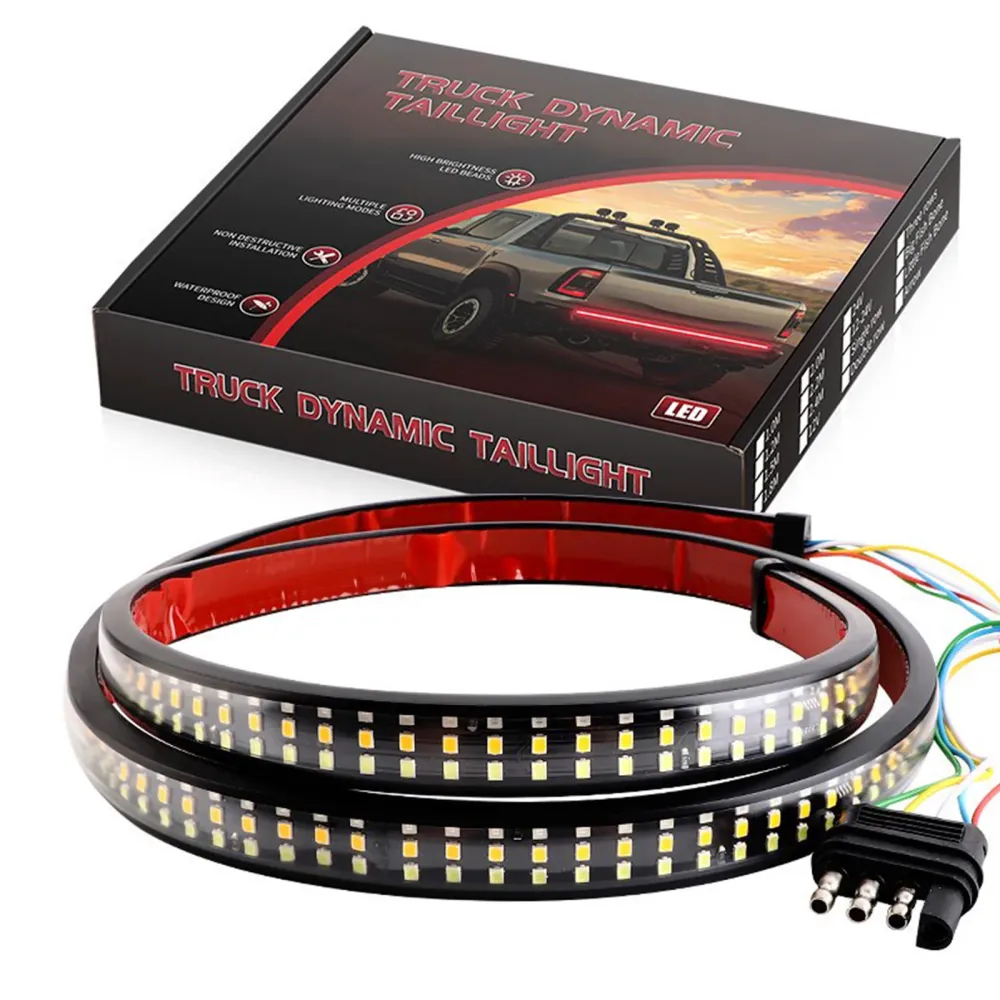 Bilbil LED baklys stripesignallampe Flytende dynamisk tre rad 1,5 meter