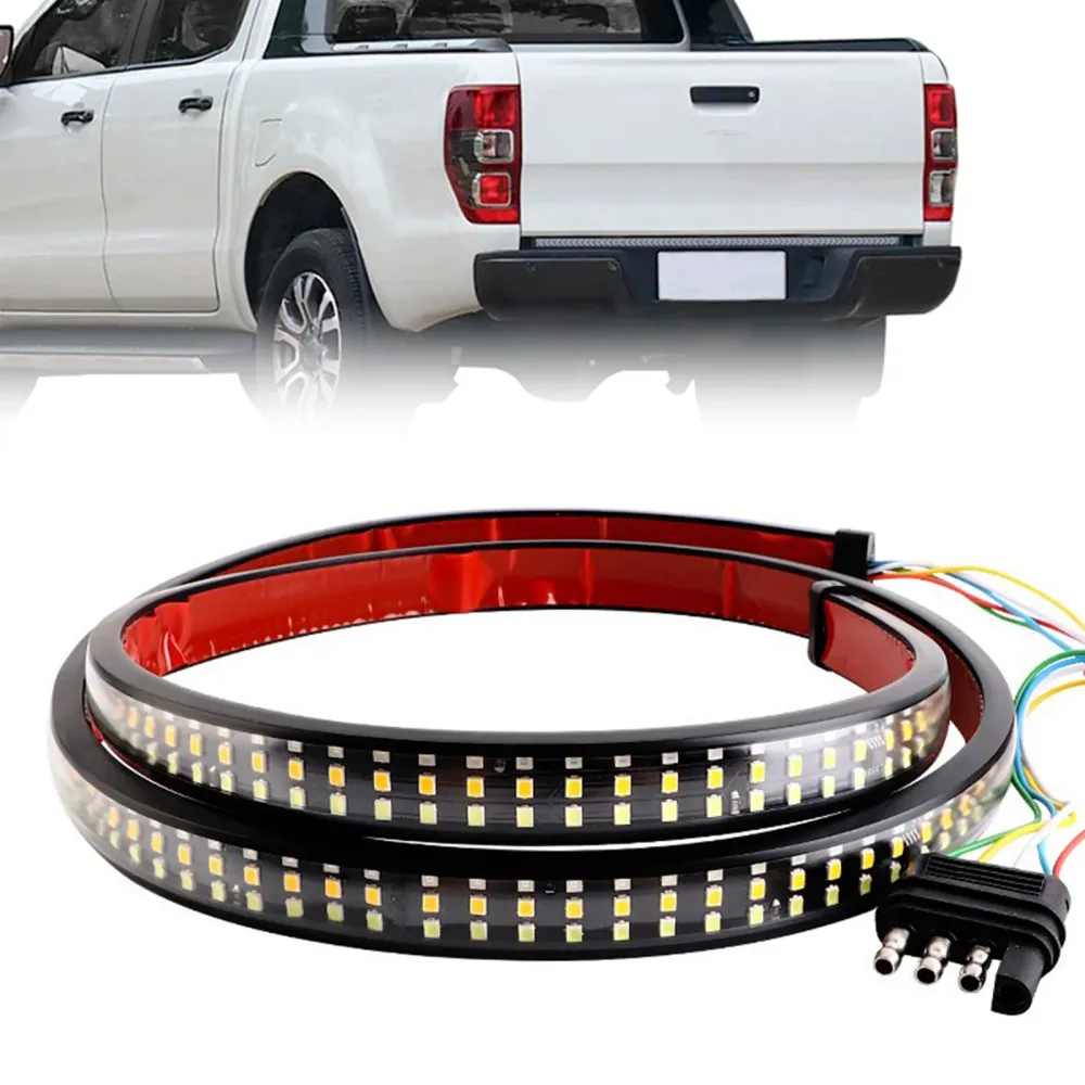 Bilbil LED baklys stripesignallampe Flytende dynamisk tre rad 1,5 meter