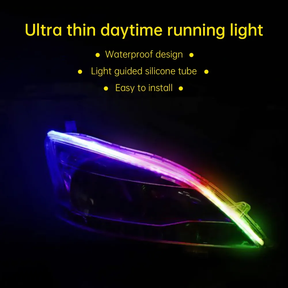 Ultra Tynn bil LED -frontlys DayTime Running Irisecent Light Eyebrow Strip med App Controller 30cm