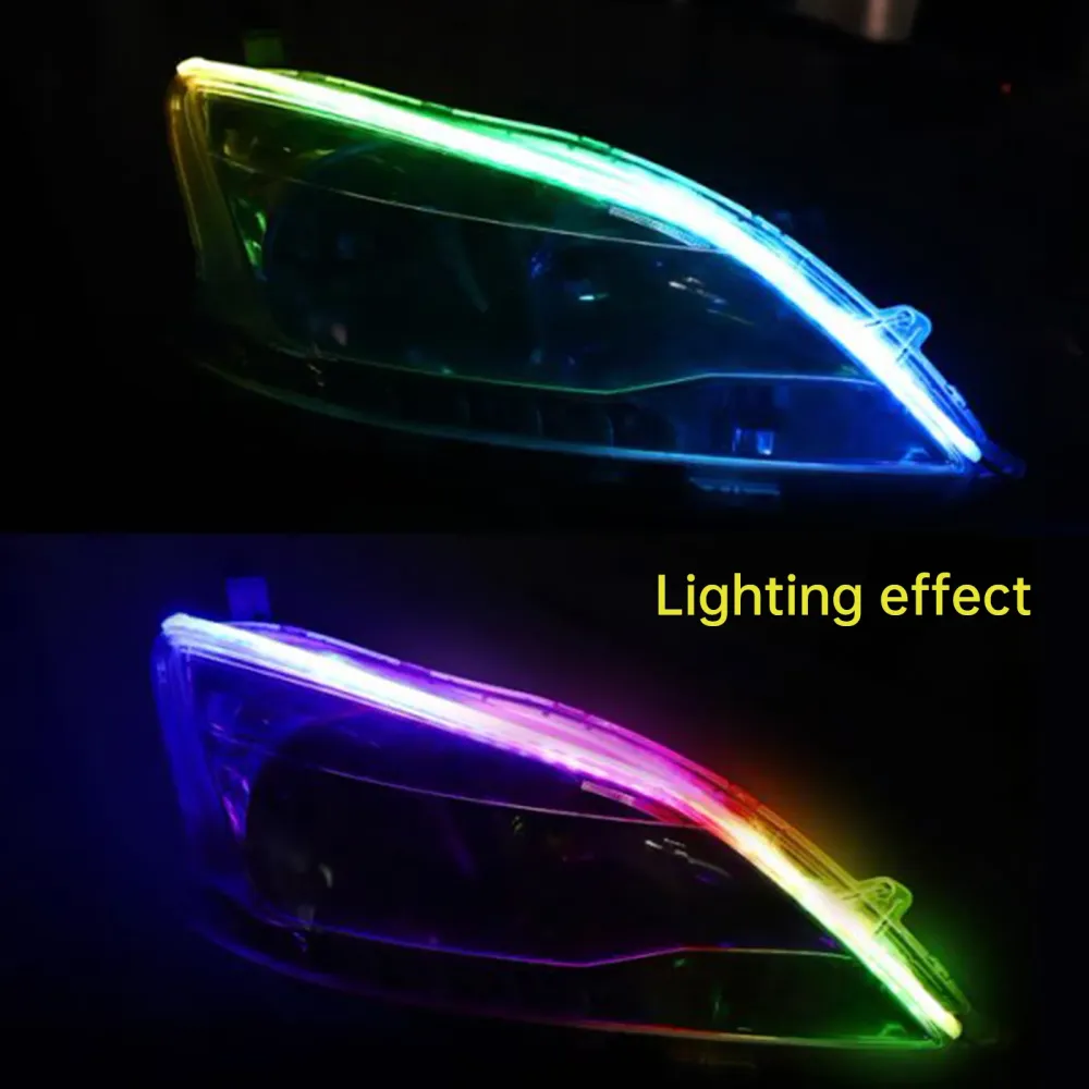 Ultra Tynn bil LED -frontlys DayTime Running Irisecent Light Eyebrow Strip med App Controller 30cm