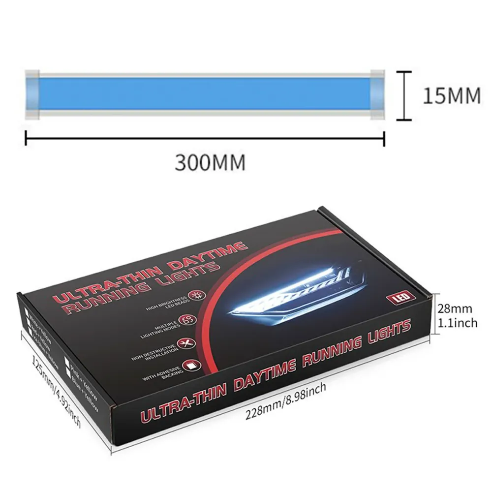 Ultra Tynn bil LED -frontlys DayTime Running Irisecent Light Eyebrow Strip med App Controller 30cm
