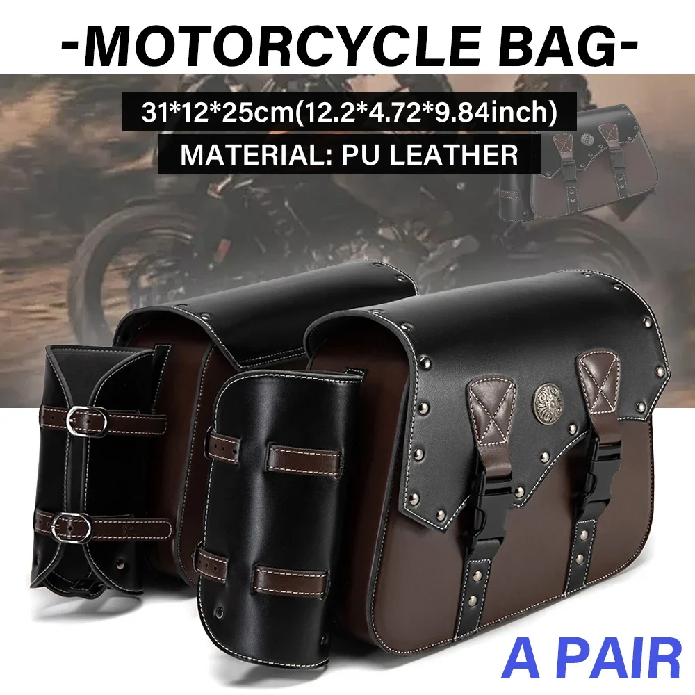 Waterproof Hulit Universal Motorcycle Saddlebags, PU Leather, Large Capacity