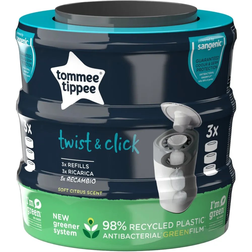 Tommee Tippee Sangenic Twist & Click Refill, 3-Pakning