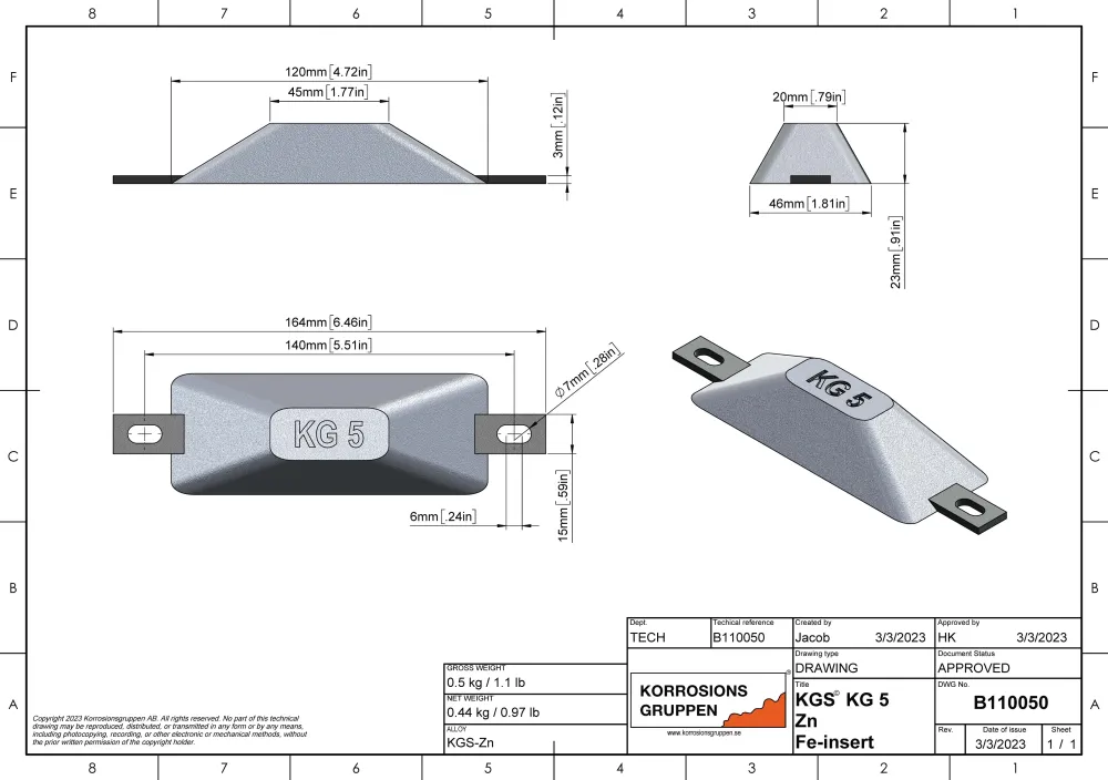 Sinkanode Type 5 - 120*46*23mm