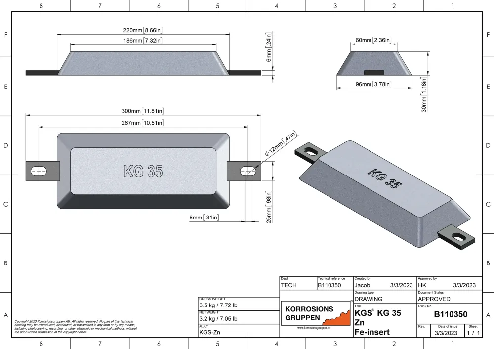 Sinkanode Type 35 - 220*96*30