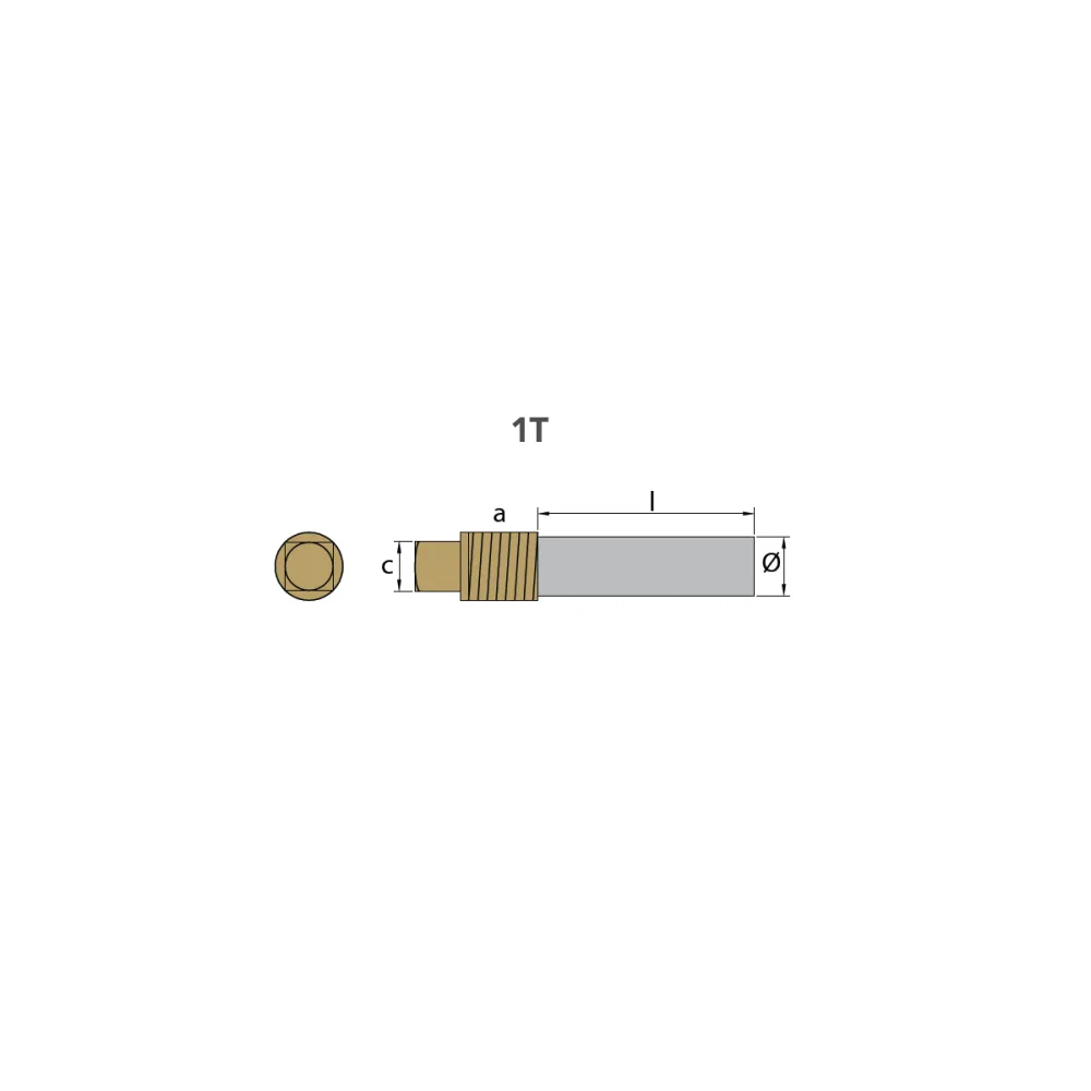 Sinkanode Volvo Penta, Type Plugg anode Ck15 l. 40 med messing plugg th.1/2 " Bspt, VP 838929
