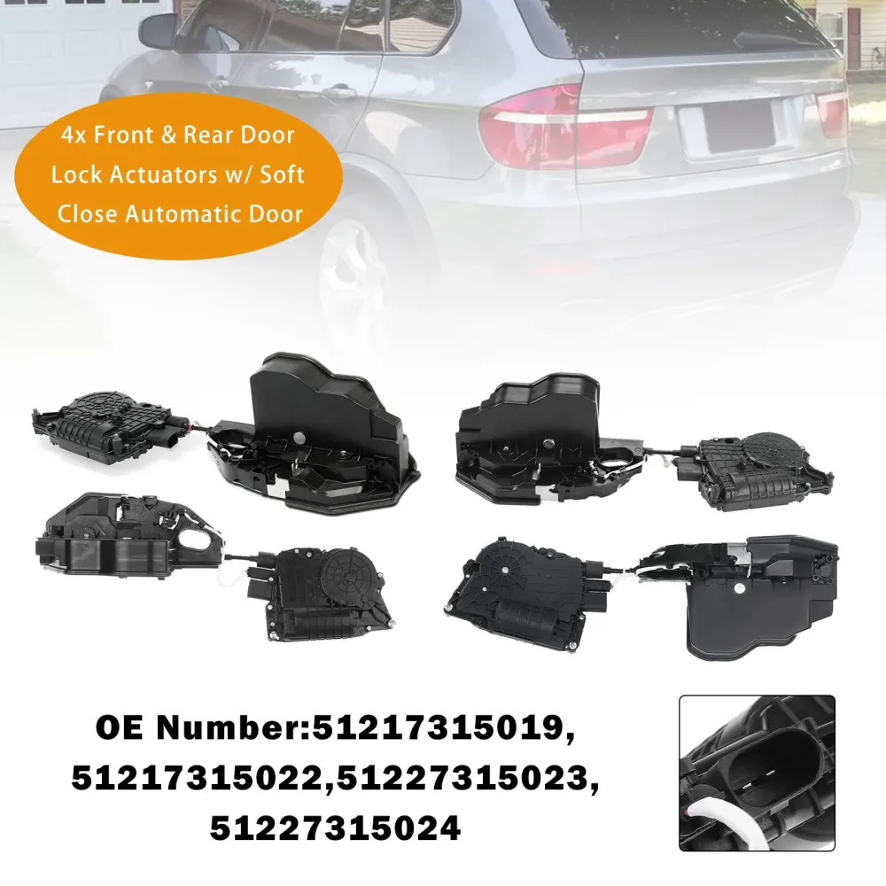 4x Front & Rear Door Lock Actuators BMW X5 E70 07-12 X6 E71 08-14 w/ Soft Close