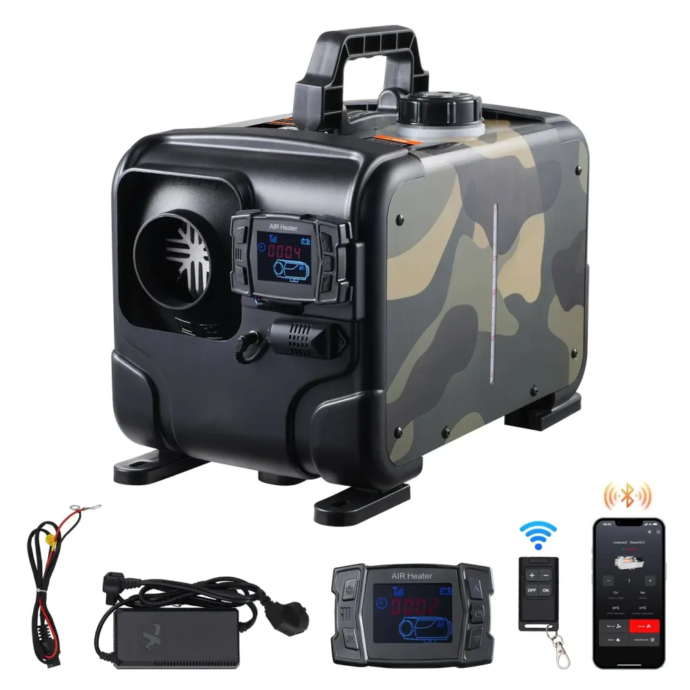 Ultimate dieselvarmer 8 kW – 12 V og 220 V, CO-alarm, Bluetooth