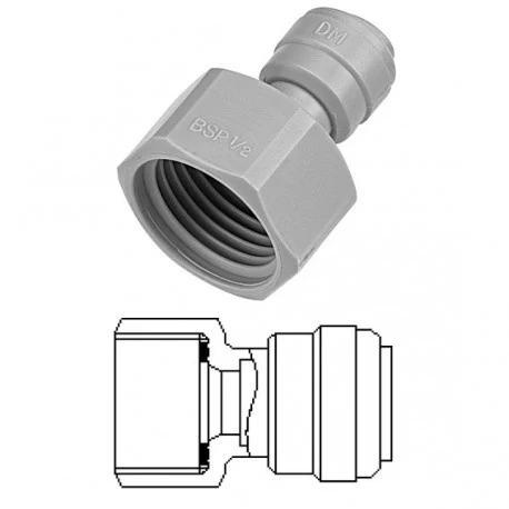 DMfit Female Adaptor F 5/8" BSP til 3/8"