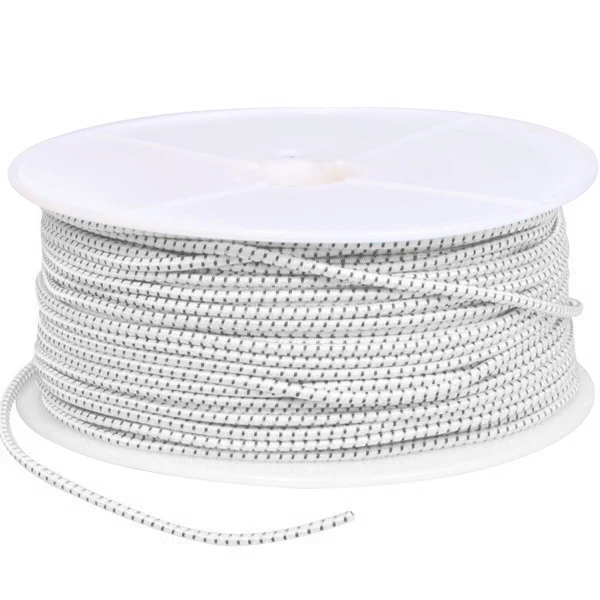 Elastisk snor hvit/svart 4mm - 100m