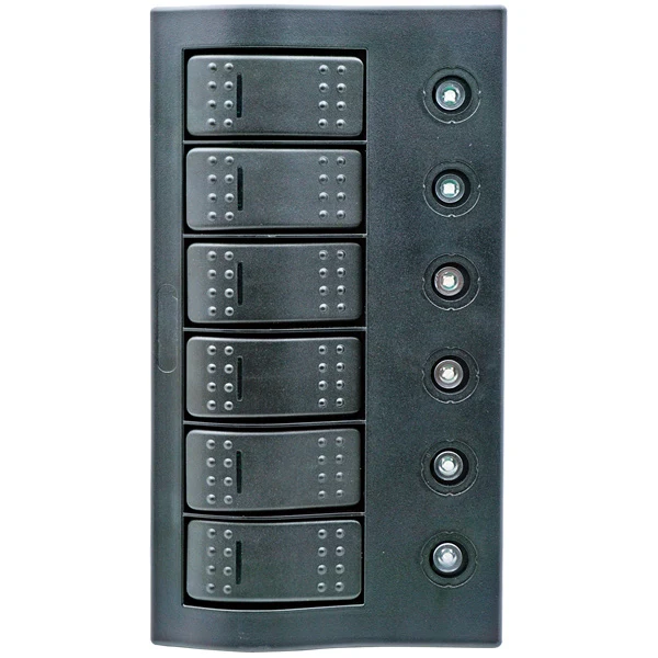 1852, Elektrisk panel 5 brytere med automatsikring og LED, IP65, 180 mm