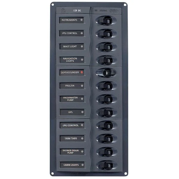 BEP, Elektrisk panel 902NMV, 12 kontakter, 12V, 127x65x285 mm