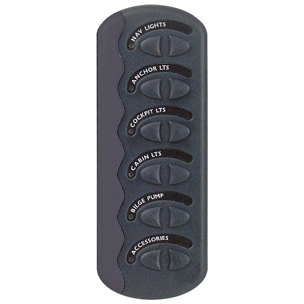 BEP, sprutsikkert elektrisk panel Contour2, 6 kontakter, IP56, 62 x 166 mm