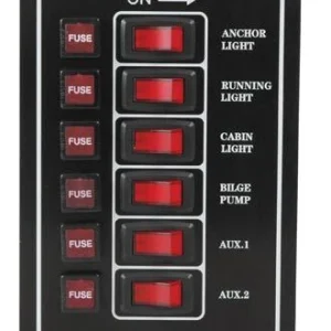 Elektrisk panel 6 kontakter 12V vertikal, 10 , 115 mm x 165 mm