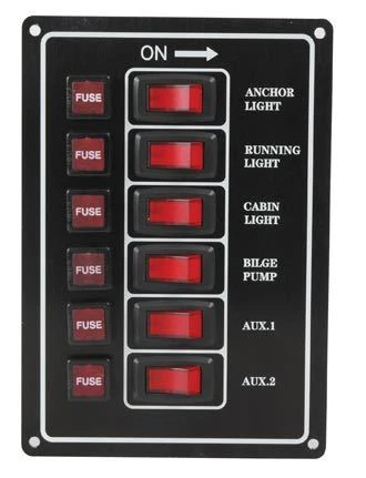 Elektrisk panel 6 kontakter 12V vertikal, 10 , 115 mm x 165 mm