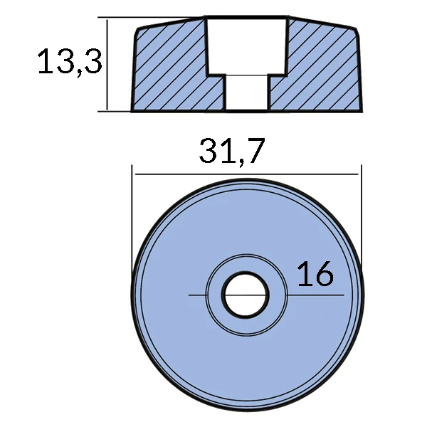 Tecnoseal, sink anode Flex O'Fold, Ø 31,7 mm sett m. 2 stk., 1141437