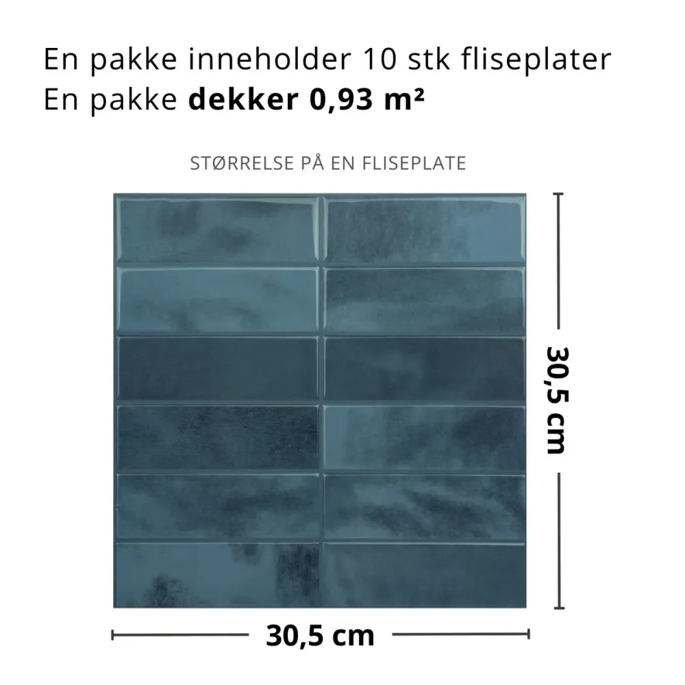 10-pk Adelina blå selvklebende veggfliser