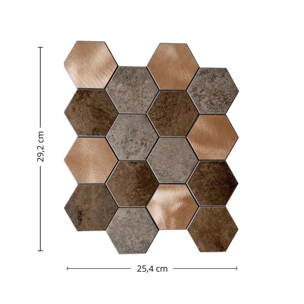 10-pk Bente hexagon selvklebende veggfliser
