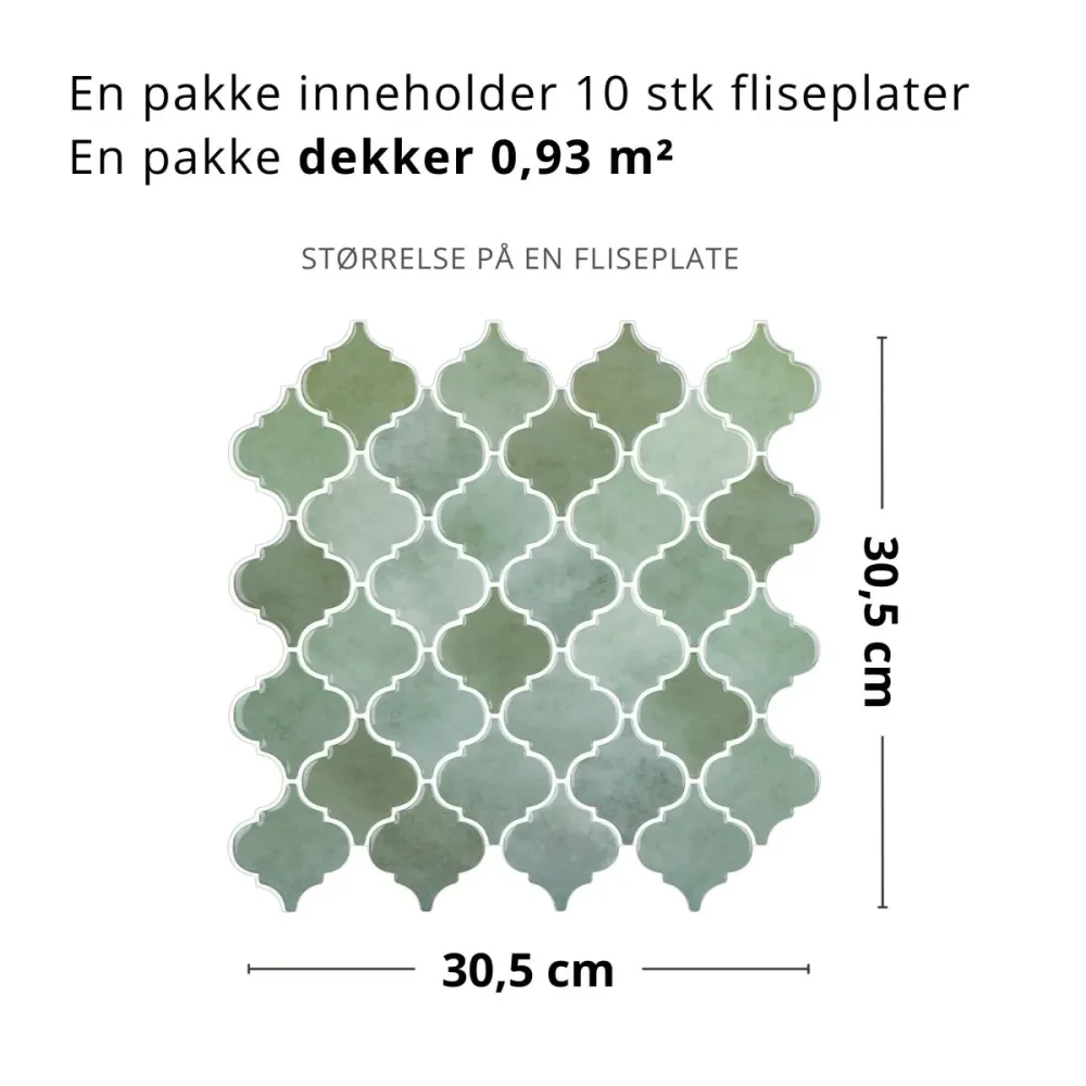 10-pk Lanterne grønn selvklebende veggfliser