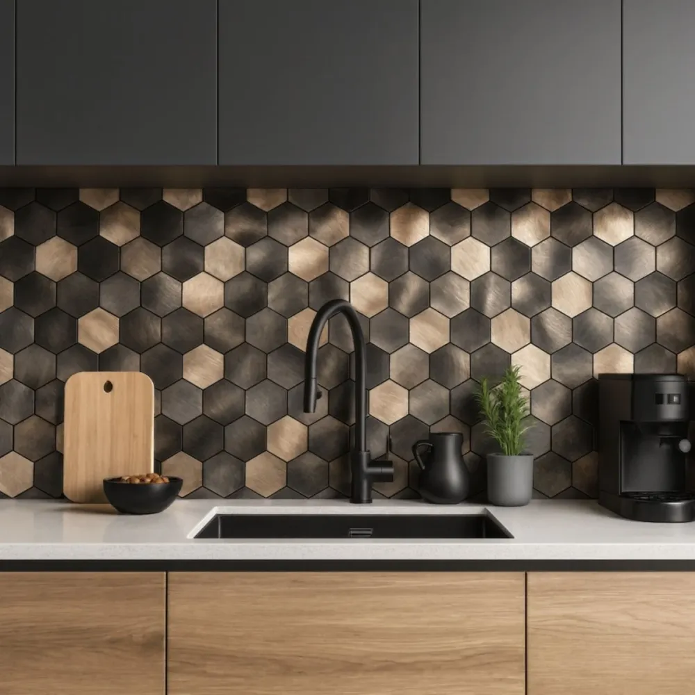 10-pk Latte hexagon selvklebende veggfliser