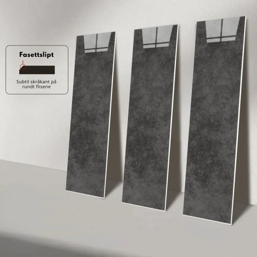 24-pk Louise gloss antrasitt selvklebende veggfliser