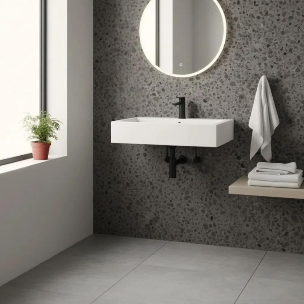 8-pk Lisboa Terrazzo mørkegrå selvklebende fliser