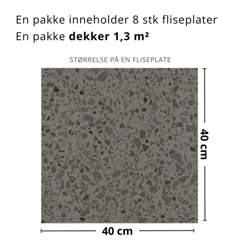 8-pk Lisboa Terrazzo mørkegrå selvklebende fliser