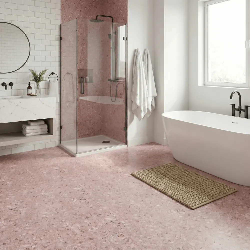8-pk Lisboa Terrazzo rose selvklebende fliser