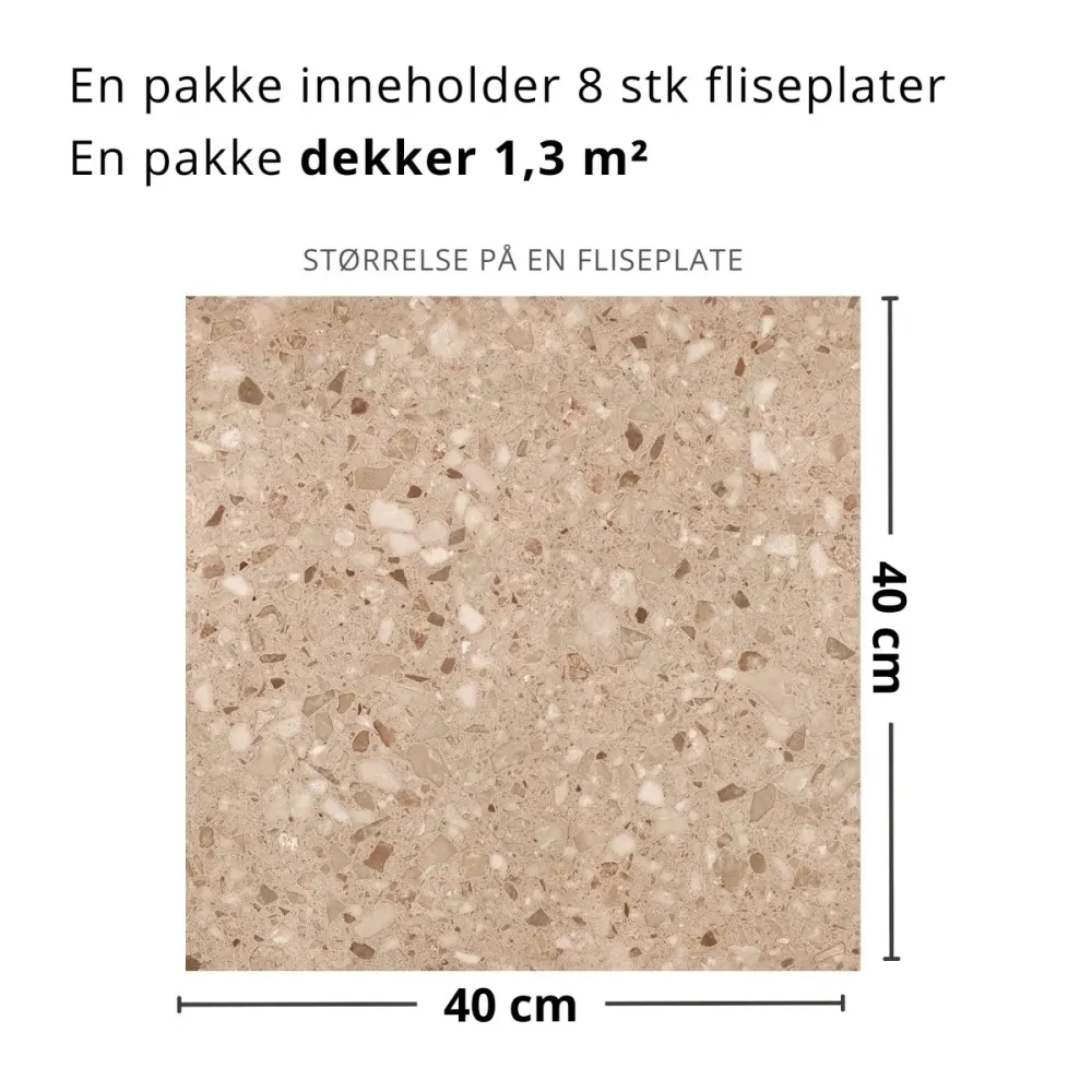8-pk Lisboa Terrazzo sand selvklebende fliser