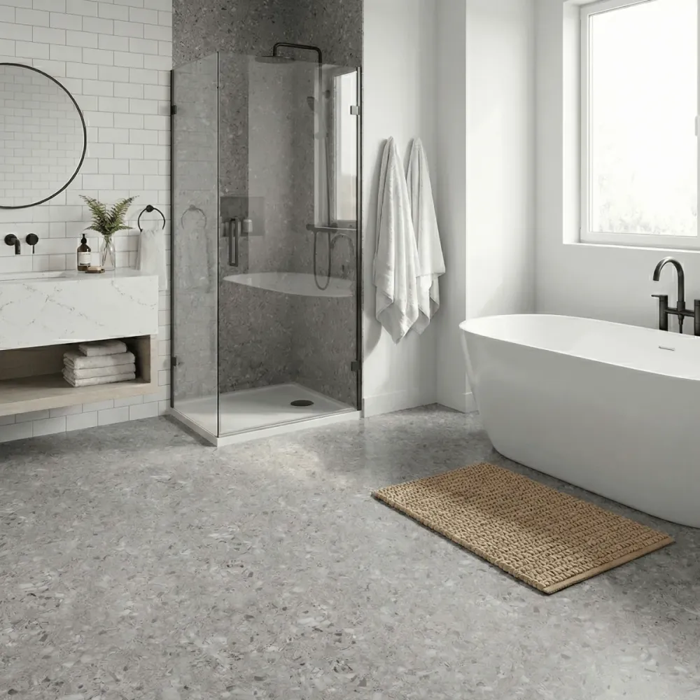 8-pk Lisboa Terrazzo grå selvklebende fliser