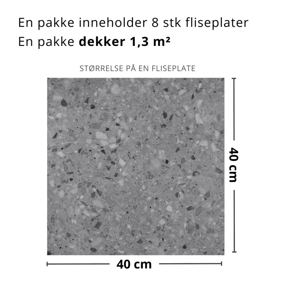 8-pk Lisboa Terrazzo grå selvklebende fliser