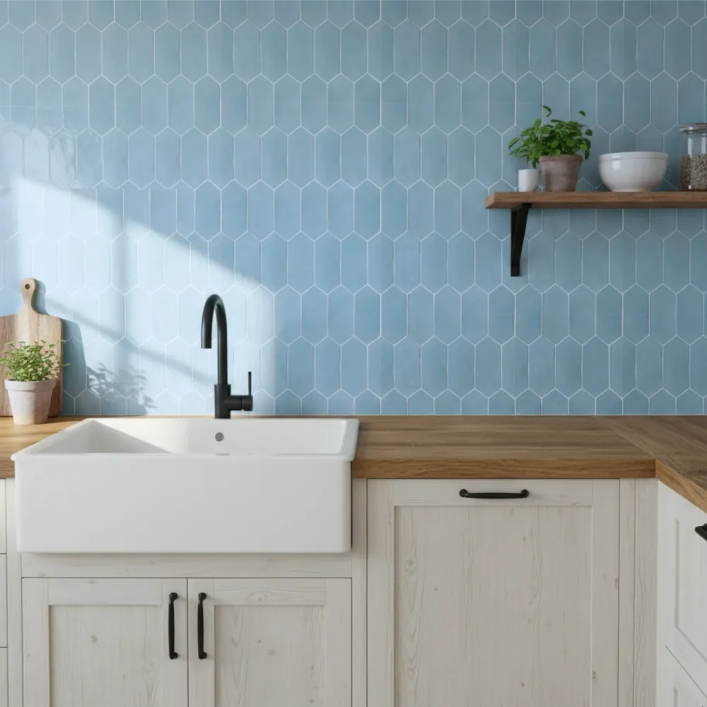 8-pk Mathilde blå selvklebende fliser