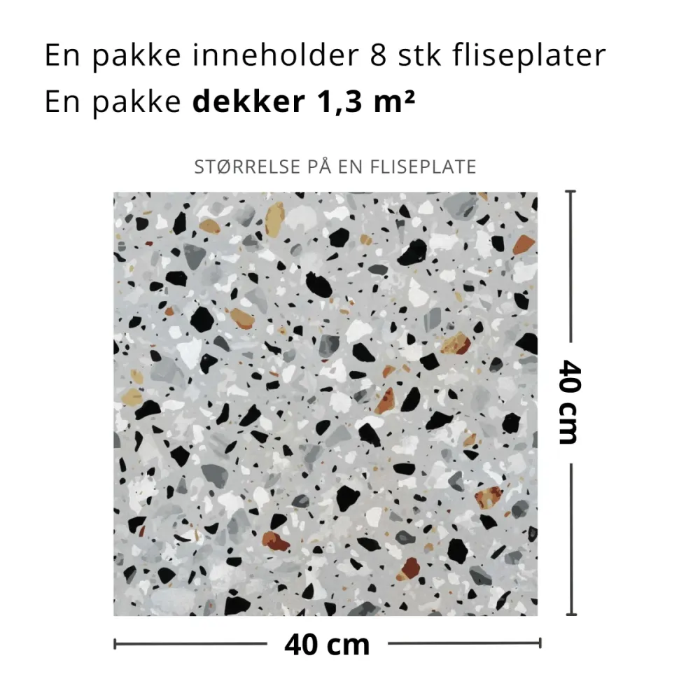 8-pk Milano Terrazzo selvklebende fliser